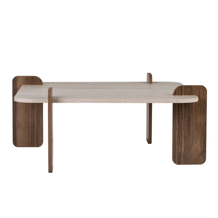 Nordure Marais Mesa de Centro Travertino y Venezia Walnut